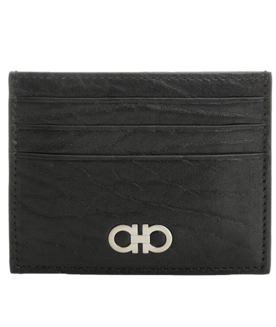 FERRAGAMO Черный кожаный кардхолдер, фото 1