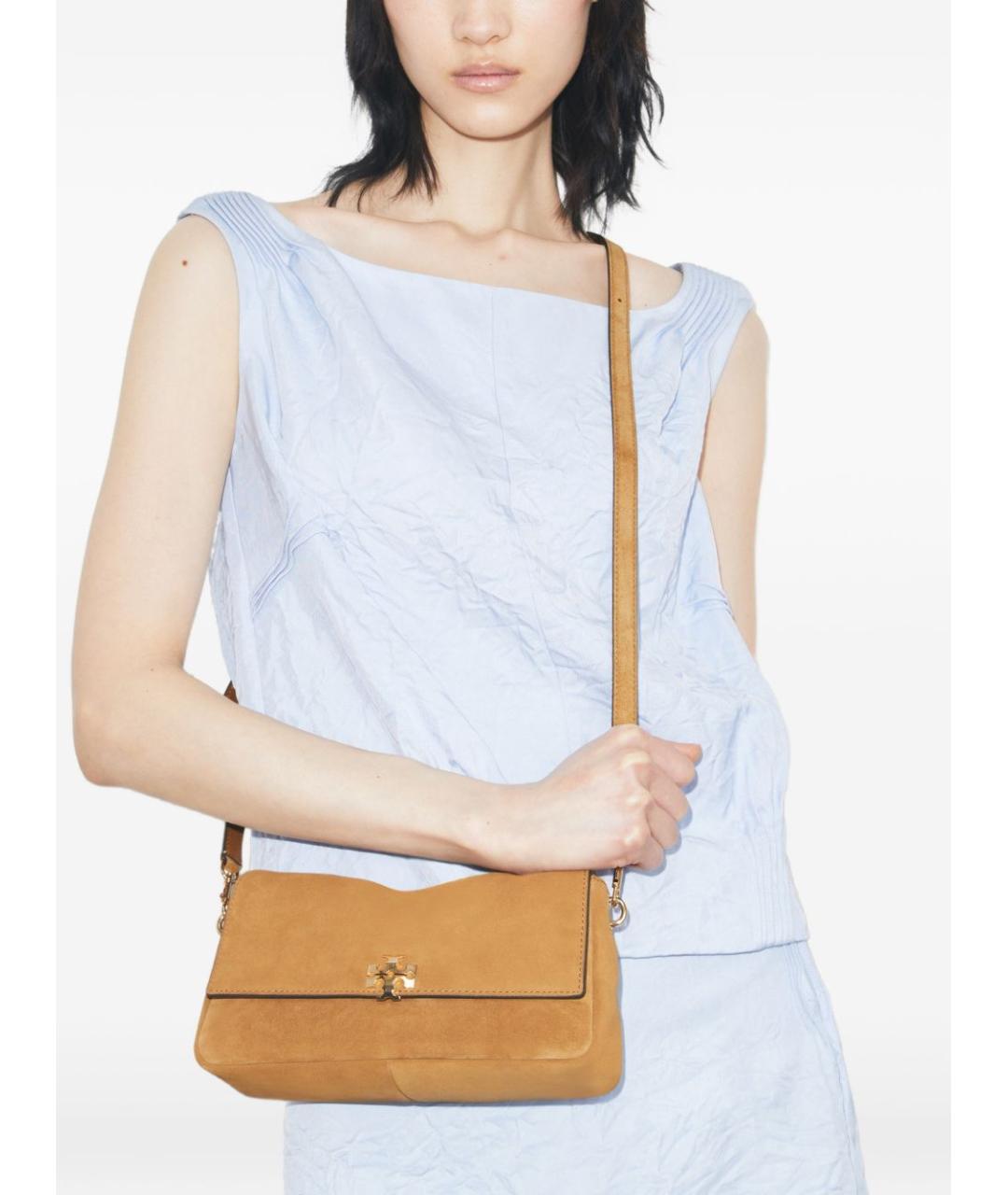 TORY BURCH Бежевая замшевая сумка через плечо, фото 4