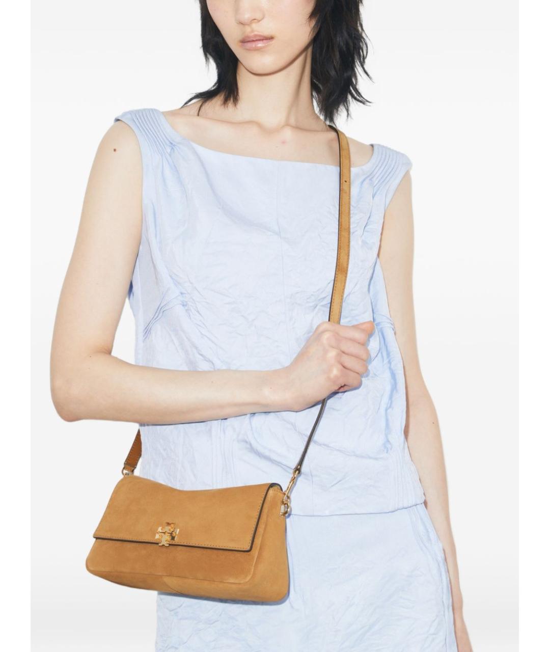 TORY BURCH Бежевая замшевая сумка через плечо, фото 2