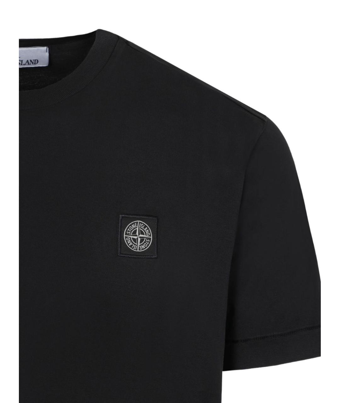 STONE ISLAND Черная хлопковая футболка, фото 2