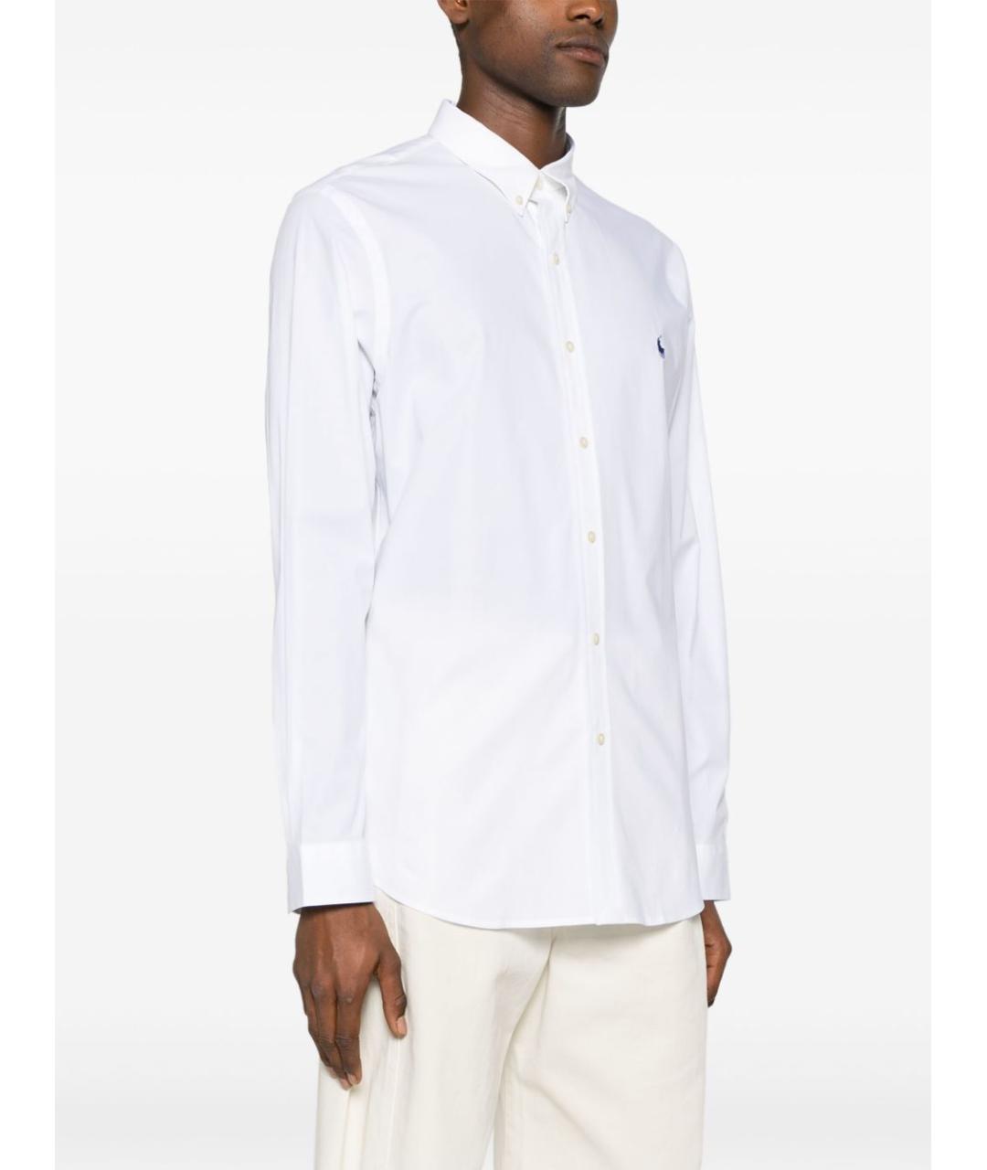 RALPH LAUREN Белая хлопковая классическая рубашка, фото 2