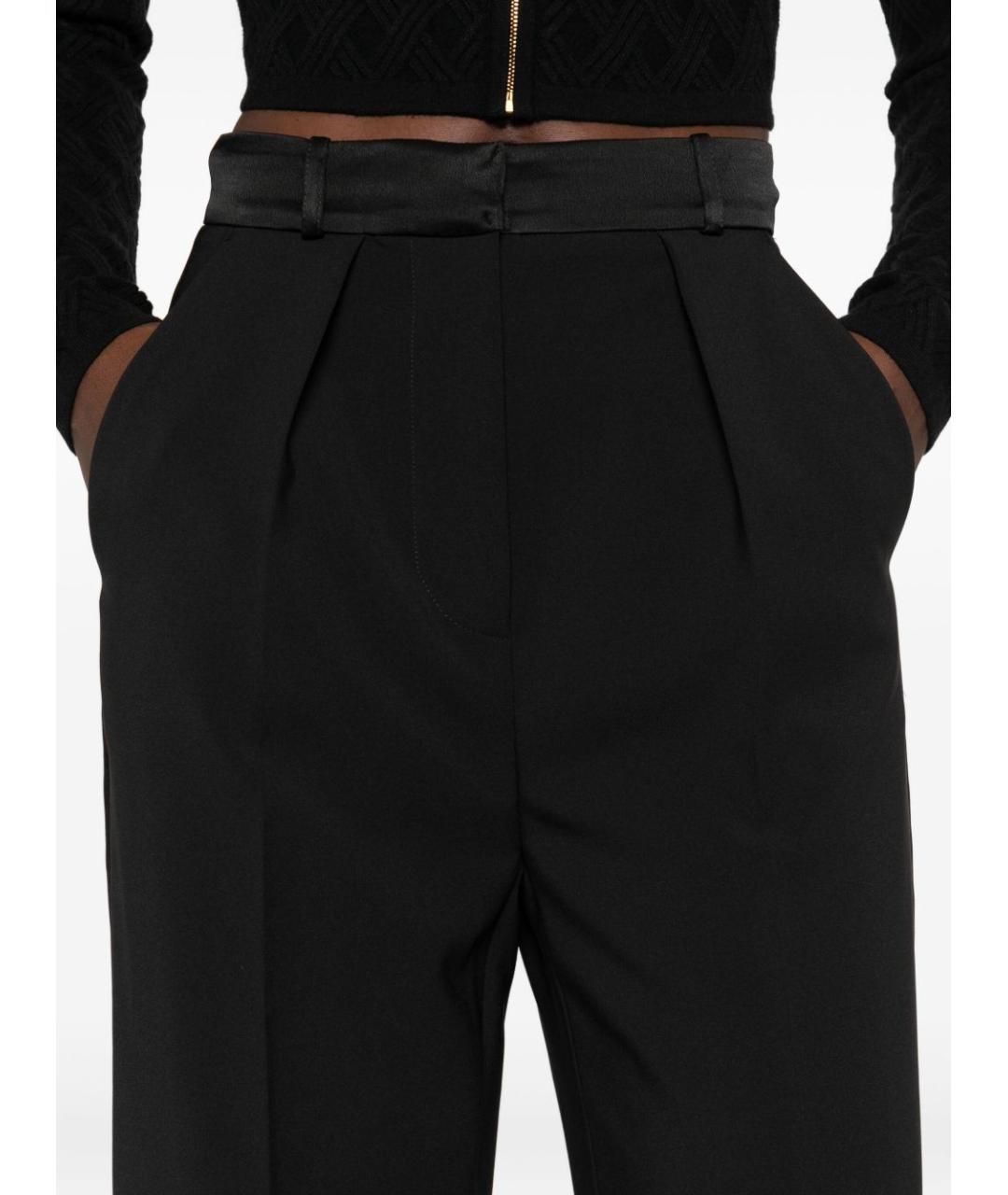 ELISABETTA FRANCHI Черные полиэстеровые прямые брюки, фото 3