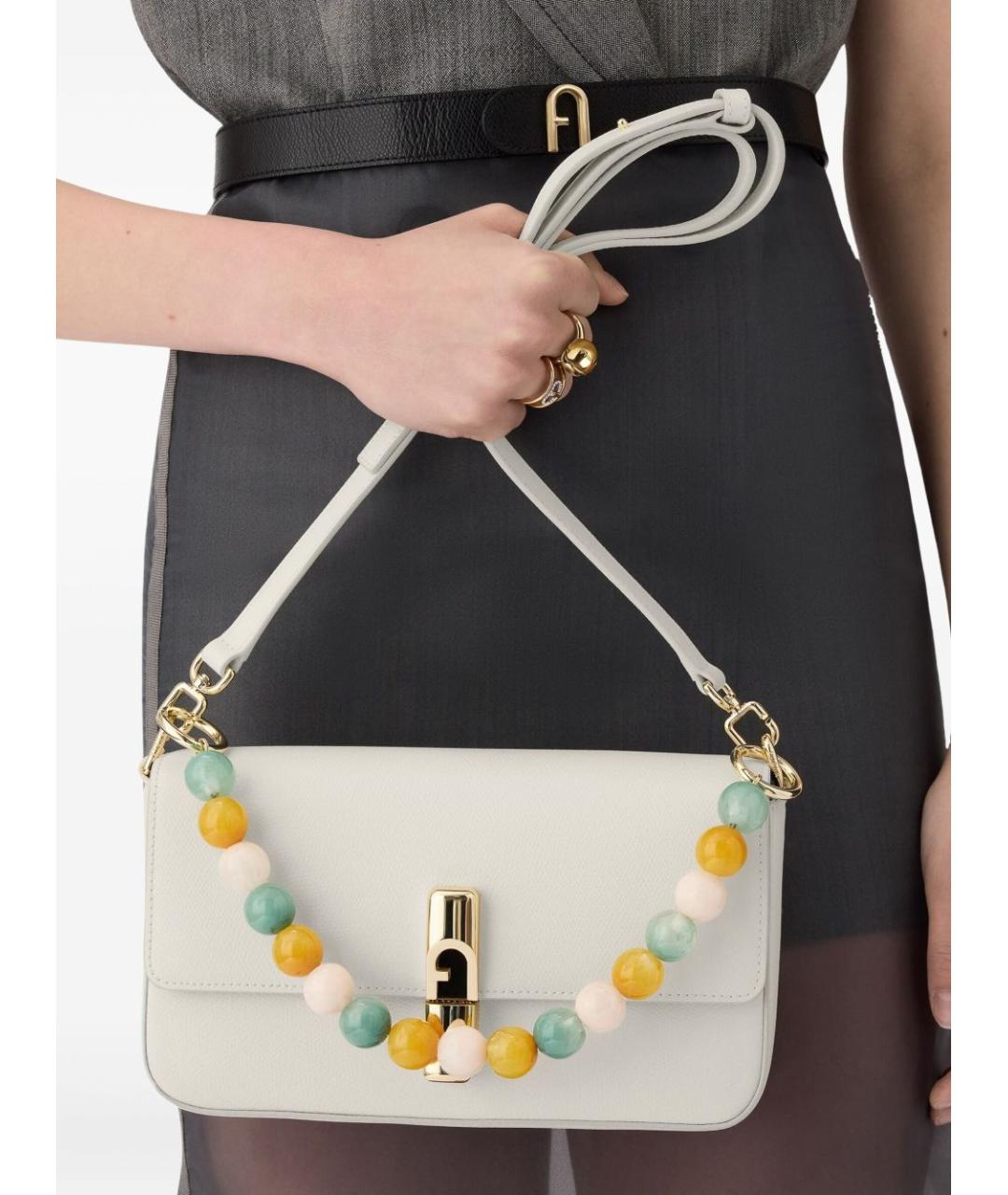 FURLA Белая кожаная сумка через плечо, фото 3