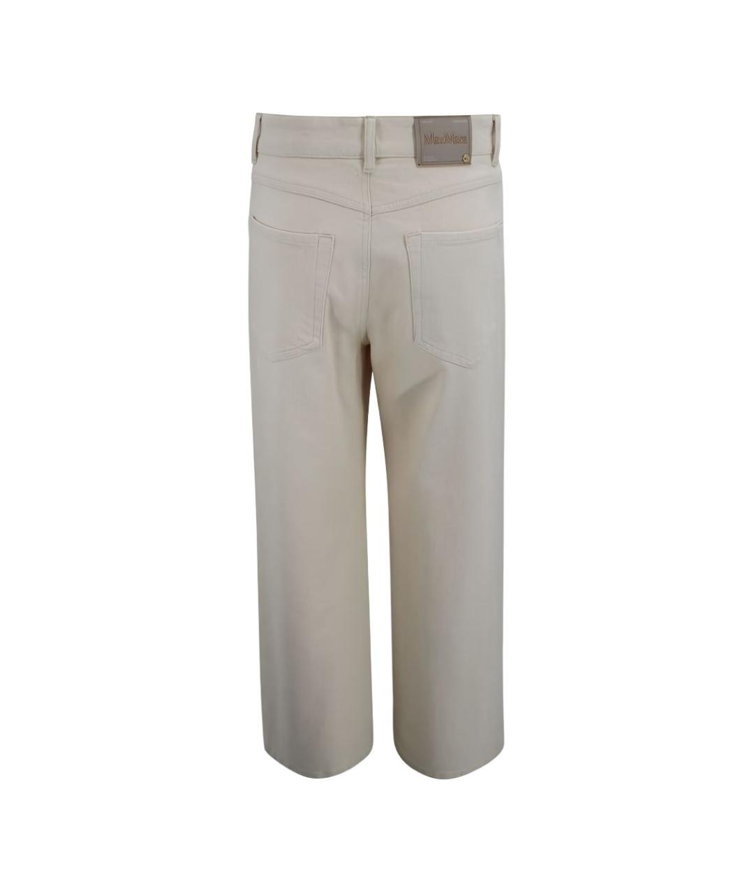 'S MAX MARA Бежевые хлопковые прямые брюки, фото 2