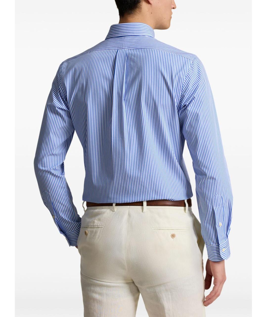 RALPH LAUREN Голубая хлопковая кэжуал рубашка, фото 3