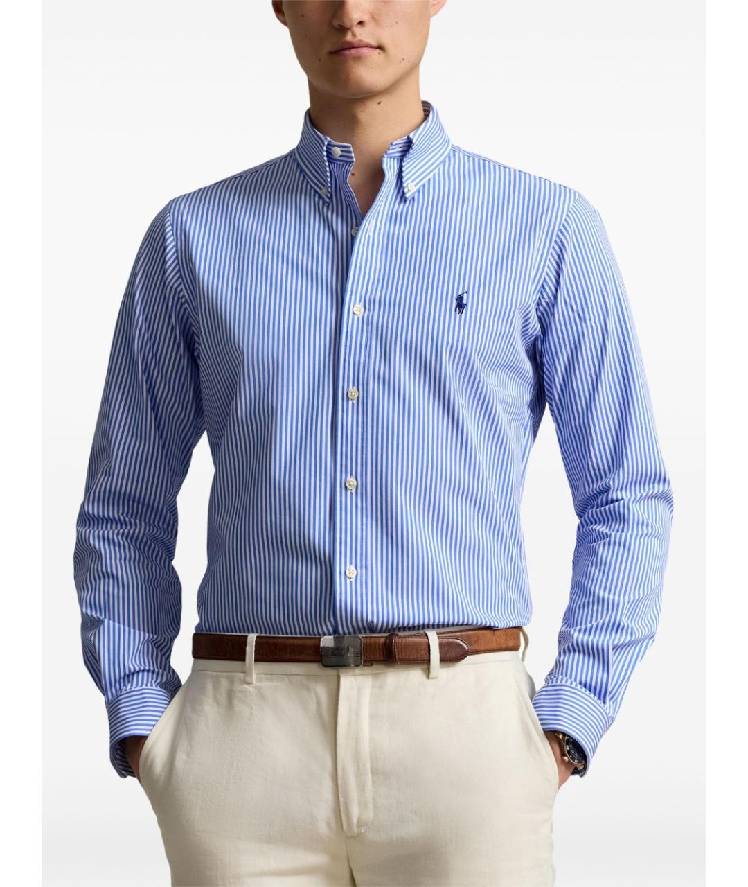 RALPH LAUREN Голубая хлопковая кэжуал рубашка, фото 2