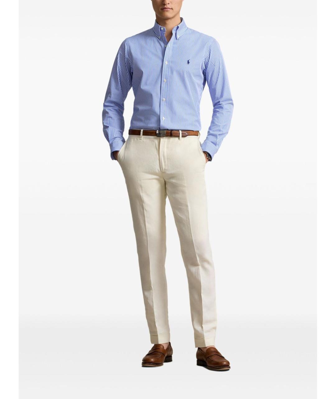 RALPH LAUREN Голубая хлопковая кэжуал рубашка, фото 4