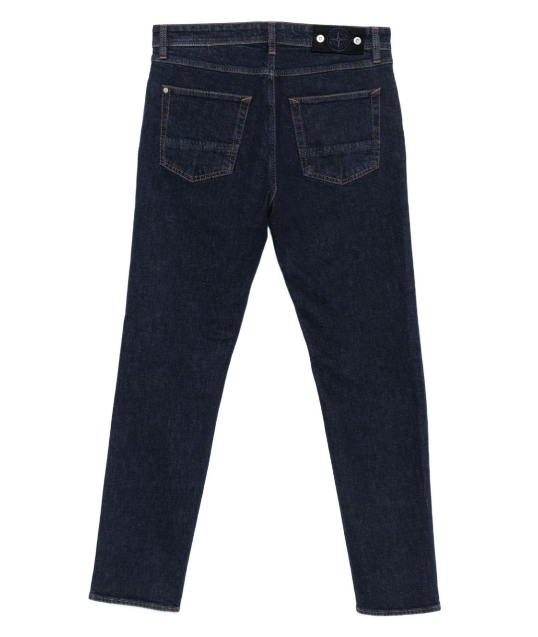 STONE ISLAND Темно-синие хлопковые прямые джинсы, фото 3