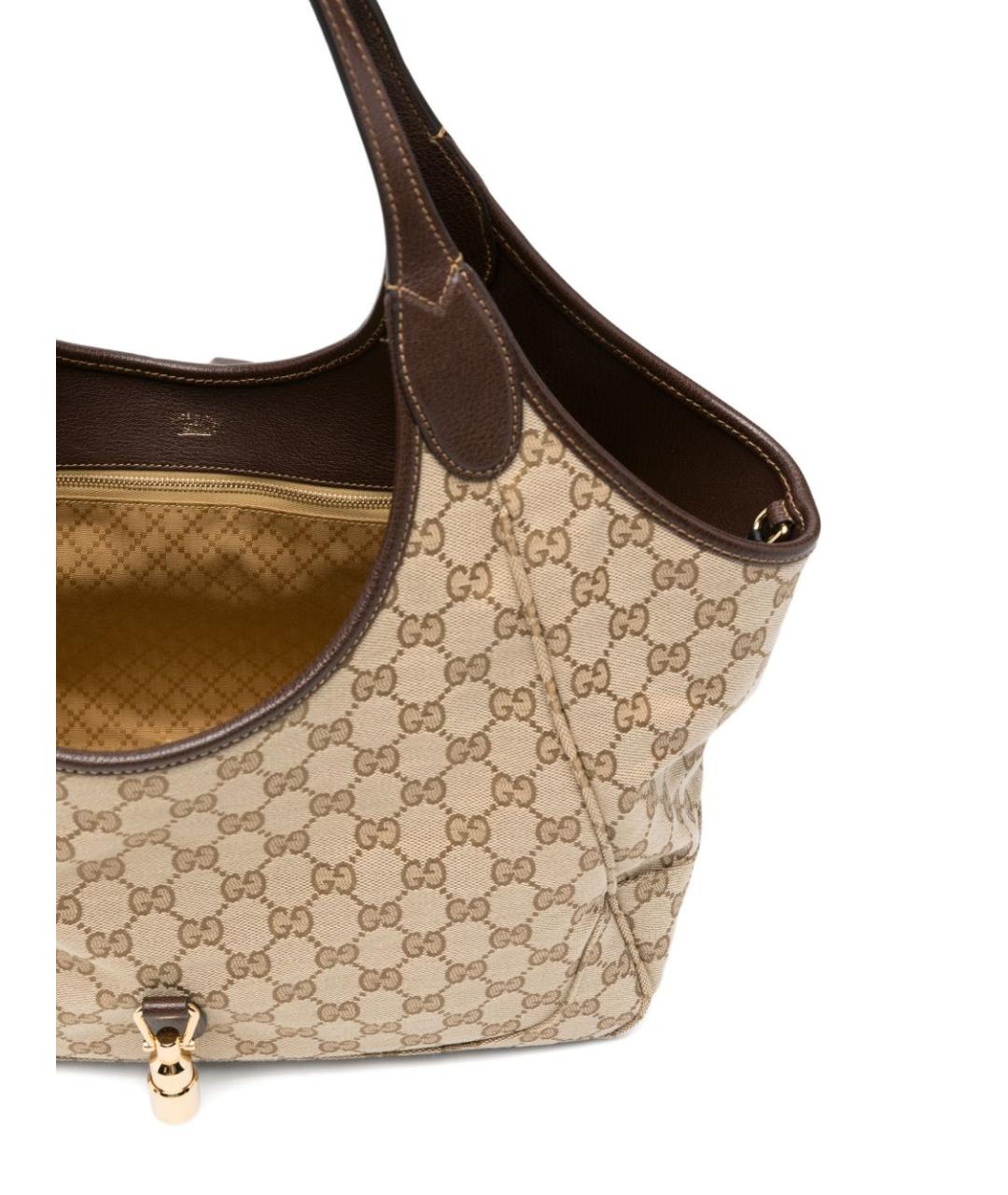 GUCCI Бежевая тканевая сумка тоут, фото 4