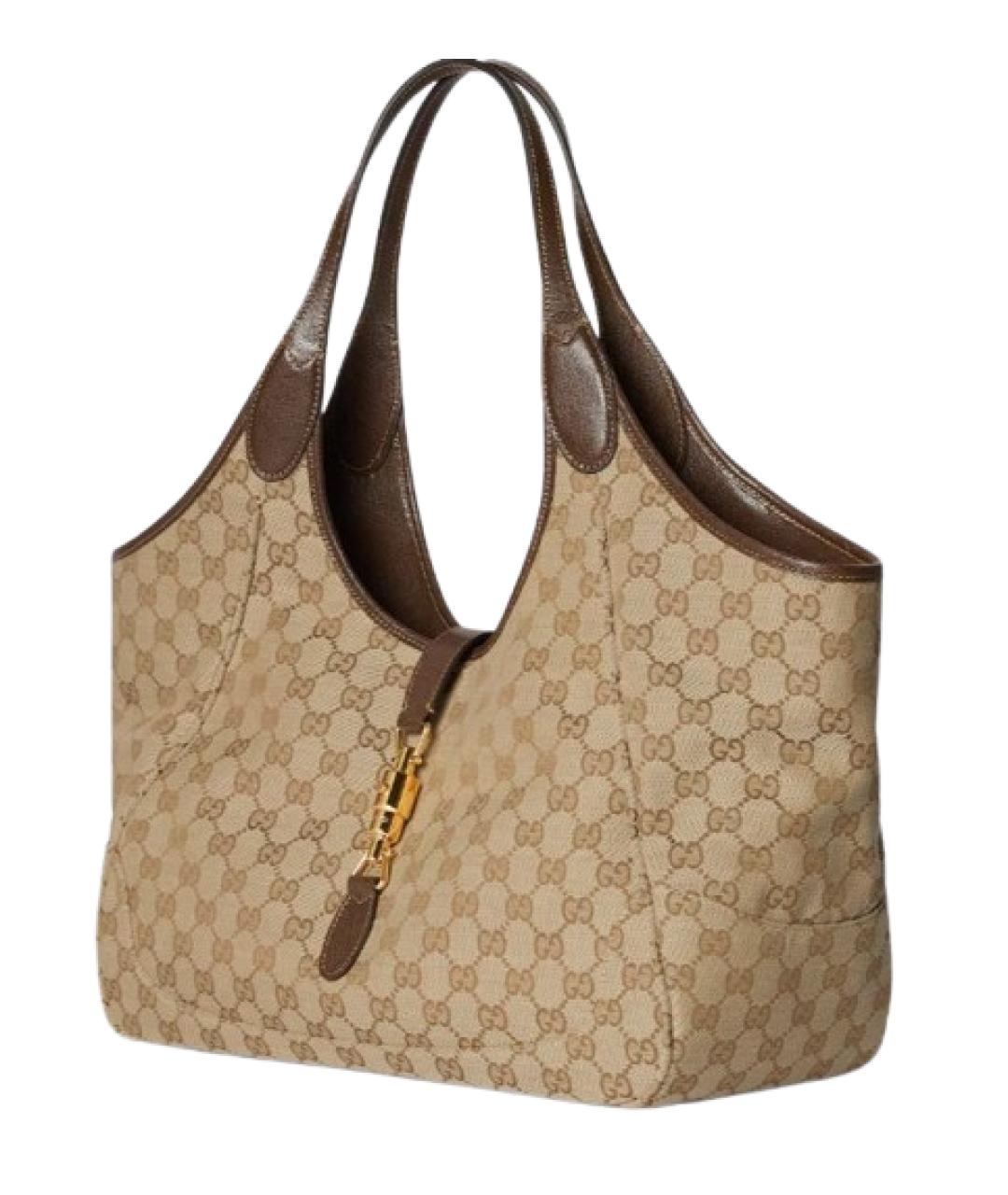 GUCCI Бежевая тканевая сумка тоут, фото 2