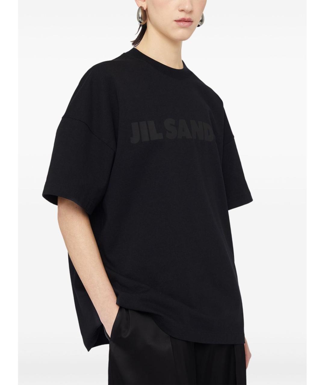 JIL SANDER Черная хлопковая футболка, фото 4