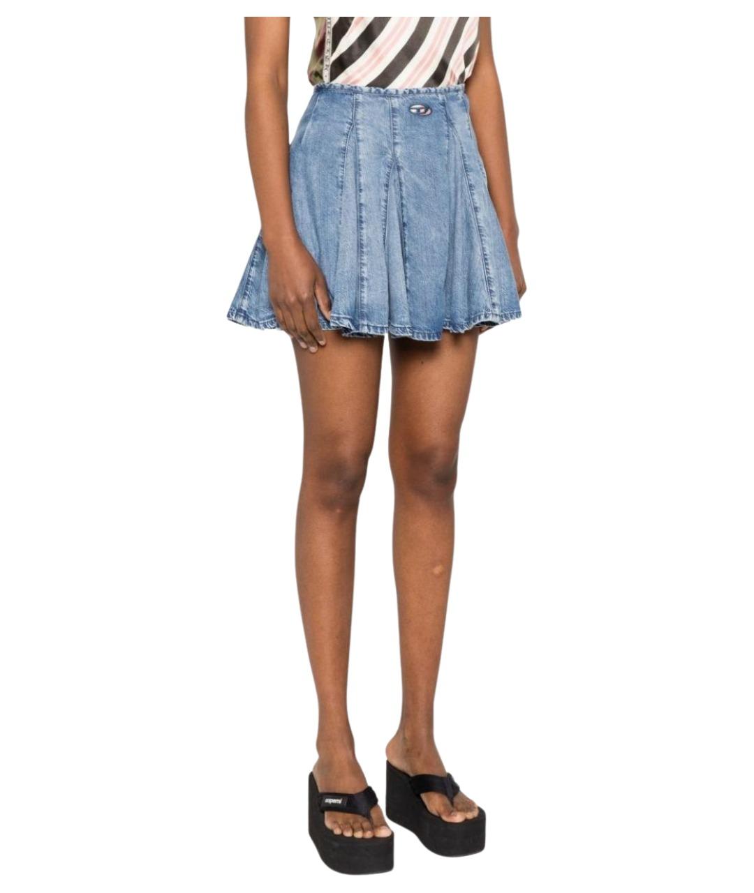 DIESEL Синяя хлопковая юбка миди, фото 4