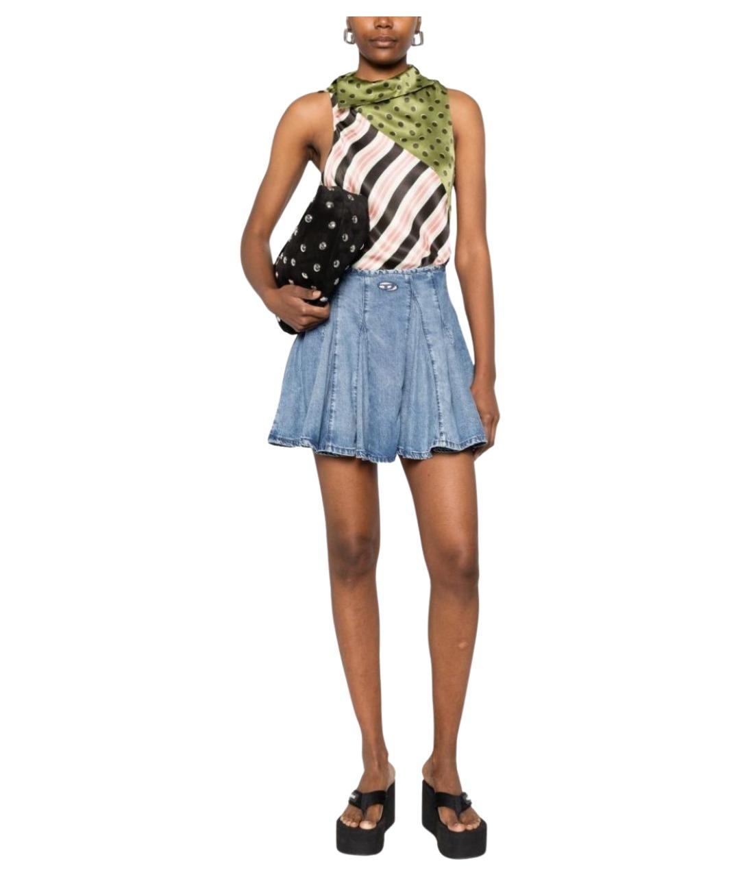 DIESEL Синяя хлопковая юбка миди, фото 2