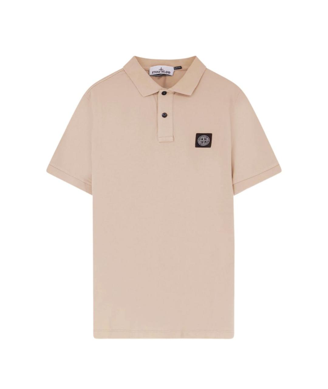 STONE ISLAND Бежевое хлопковое поло с коротким рукавом, фото 1