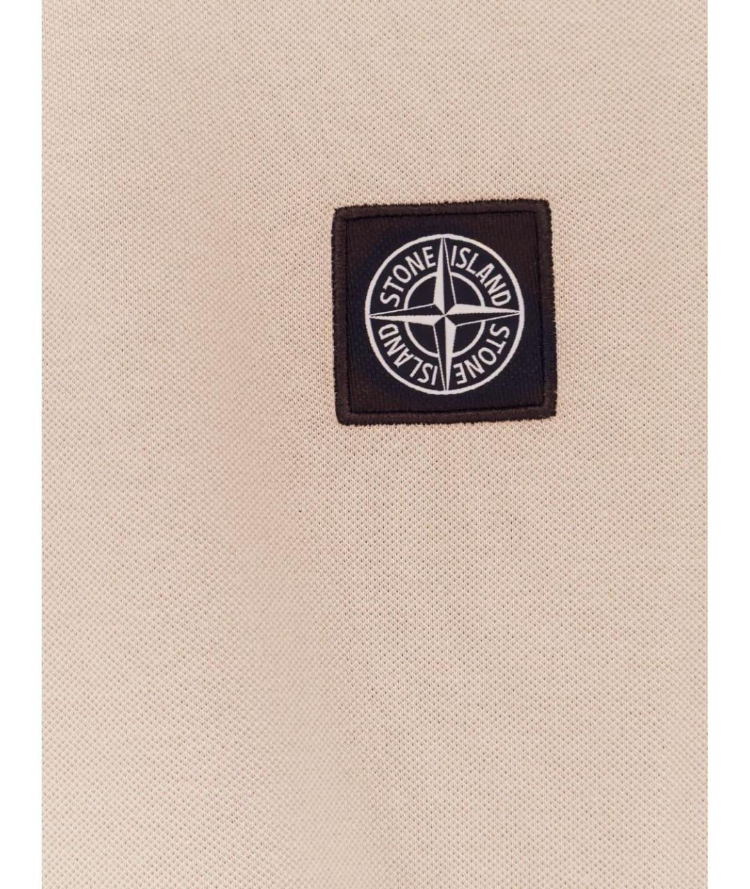 STONE ISLAND Бежевое хлопковое поло с коротким рукавом, фото 2
