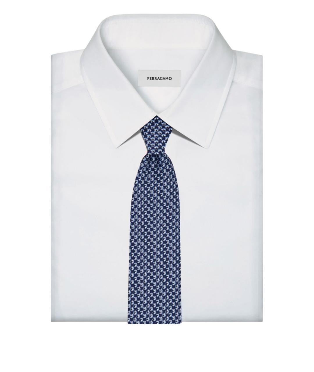 FERRAGAMO Синий шелковый галстук, фото 4