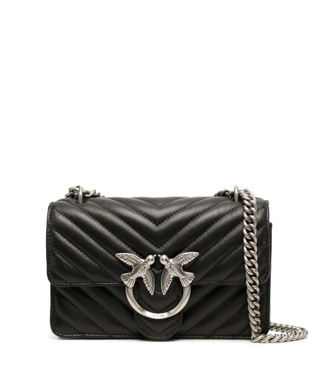 PINKO Черная кожаная сумка через плечо, фото 1