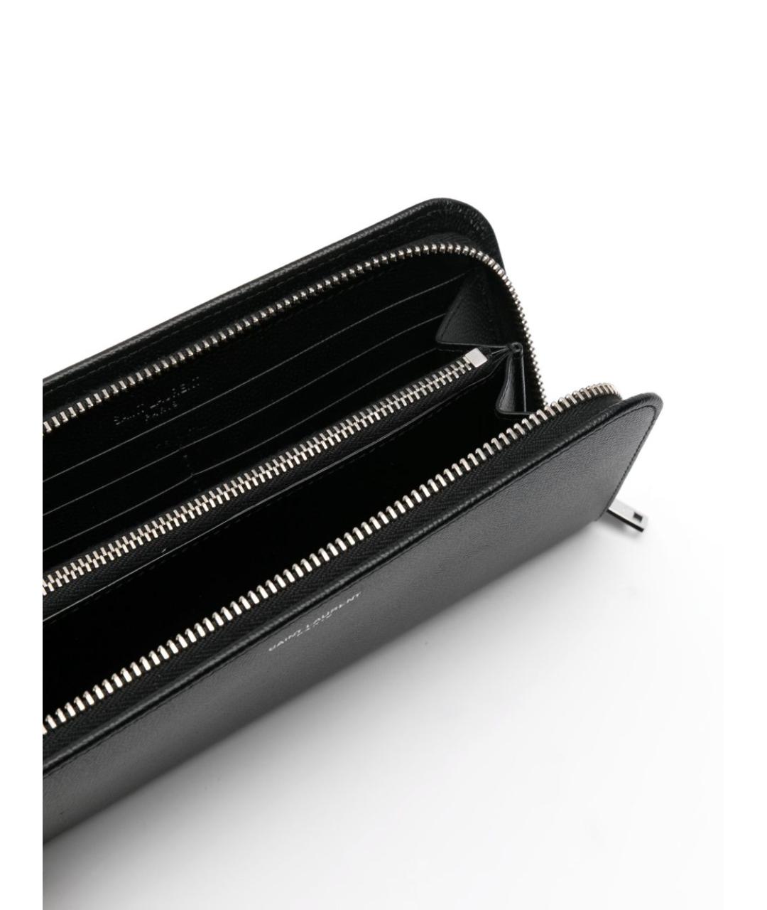 SAINT LAURENT Черный кожаный кошелек, фото 2