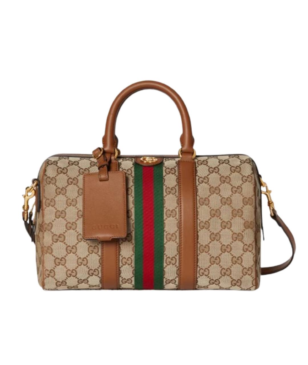 GUCCI Бежевая тканевая сумка тоут, фото 1