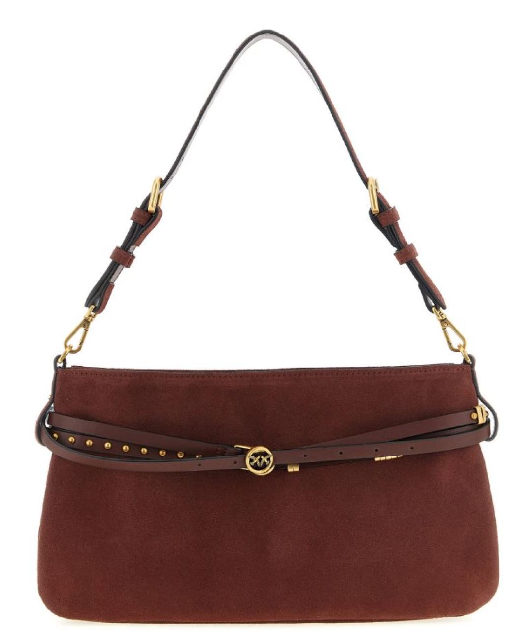 PINKO Бордовая замшевая сумка через плечо, фото 1