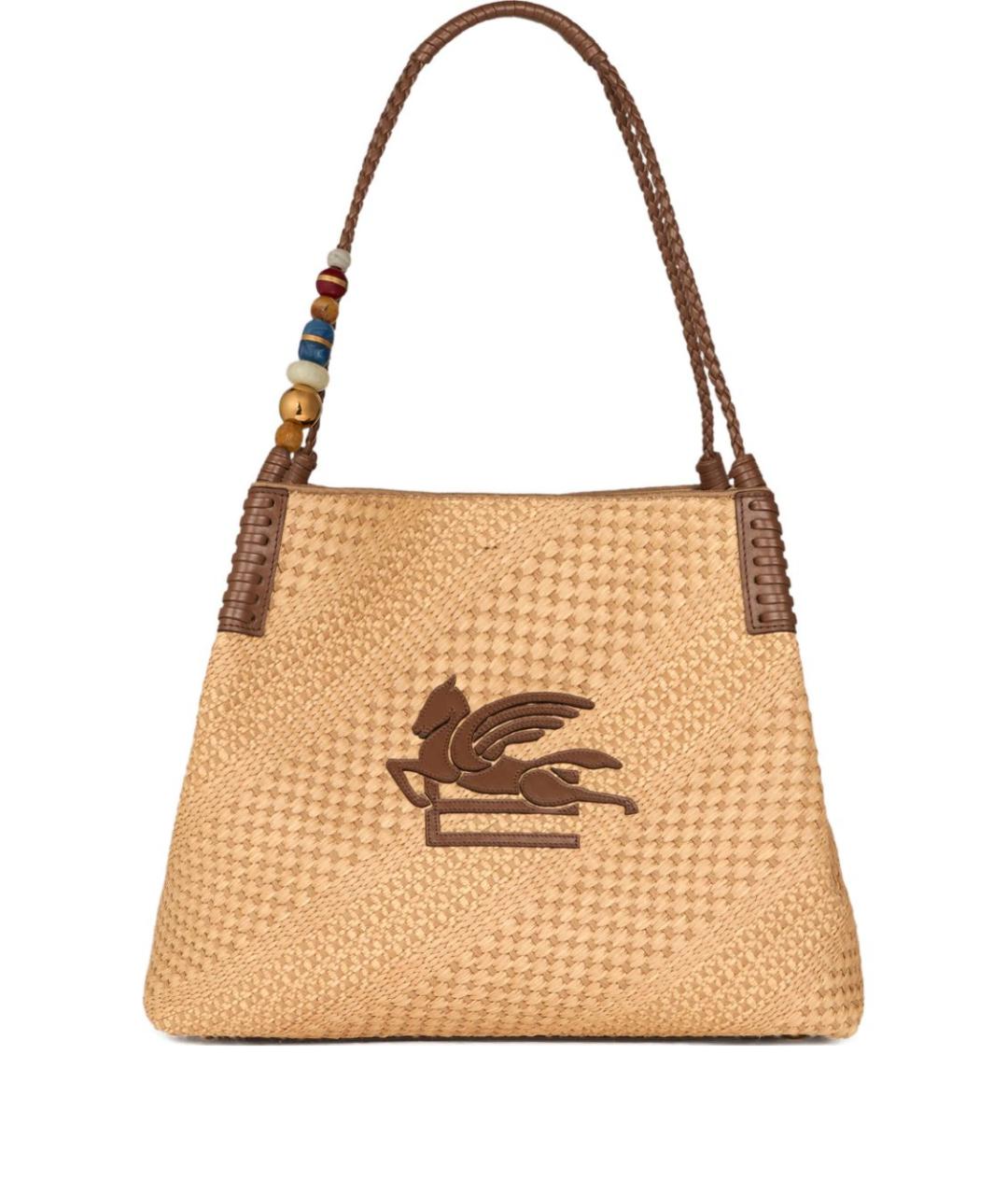 ETRO Бежевая пелетеная сумка тоут, фото 1