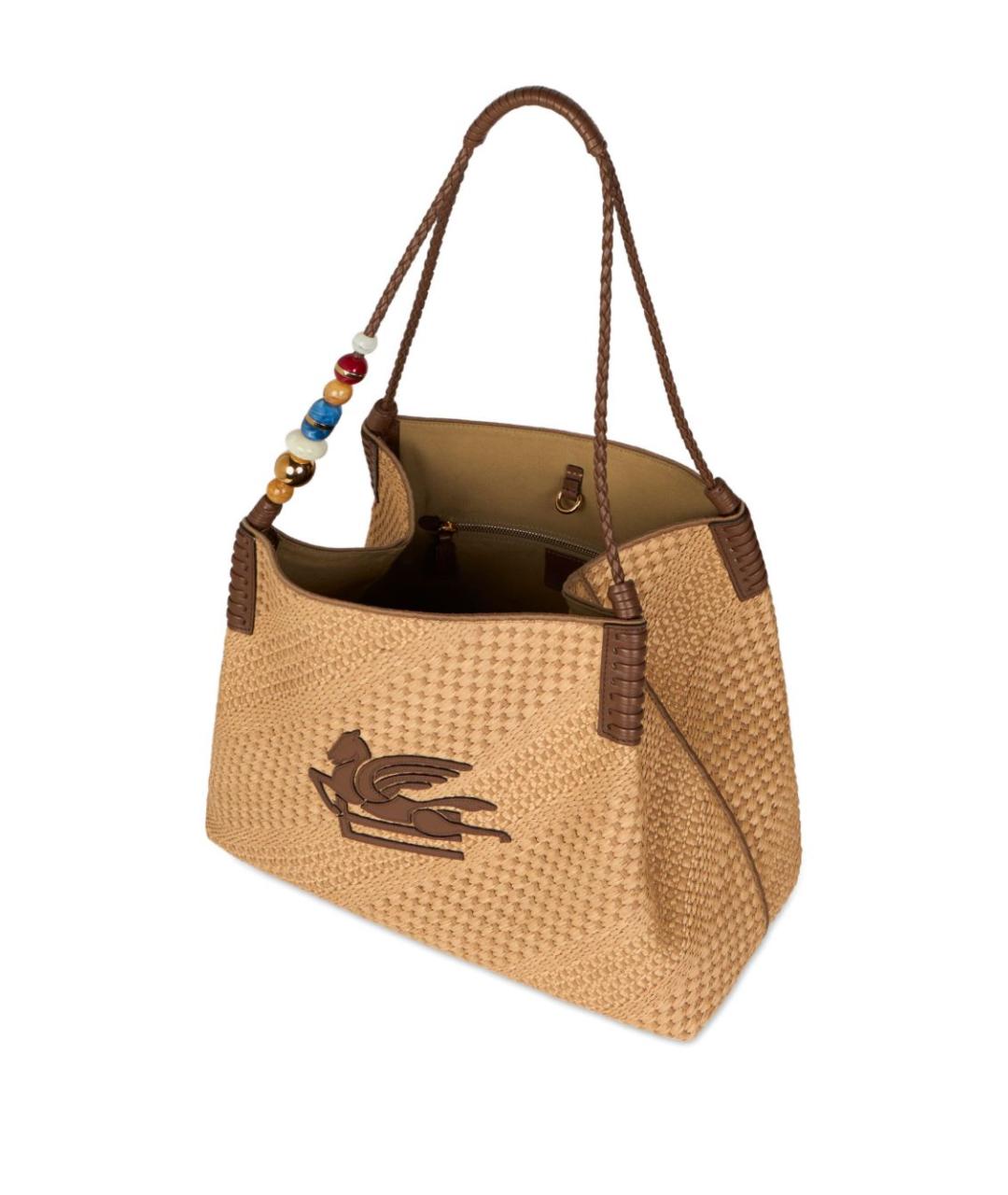 ETRO Бежевая пелетеная сумка тоут, фото 3