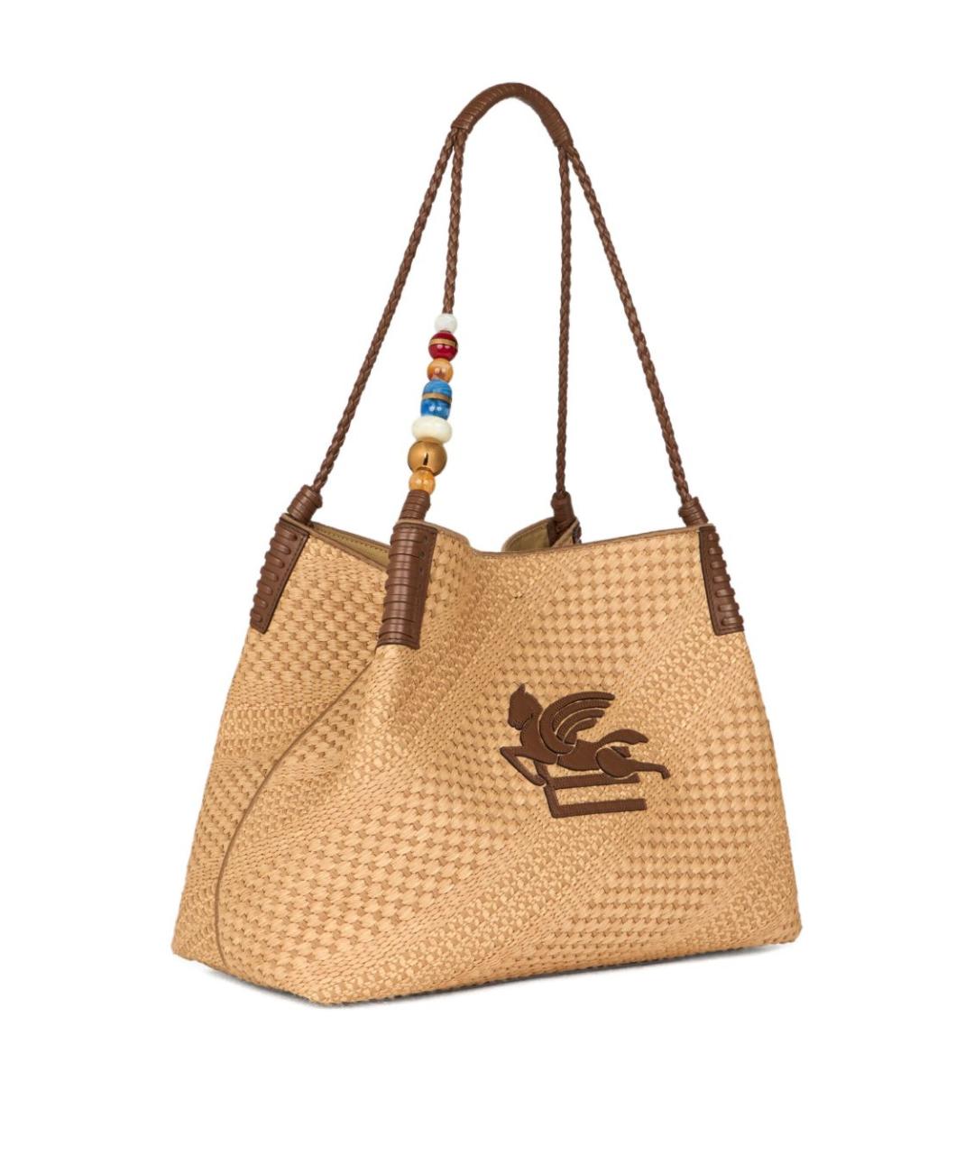 ETRO Бежевая пелетеная сумка тоут, фото 2