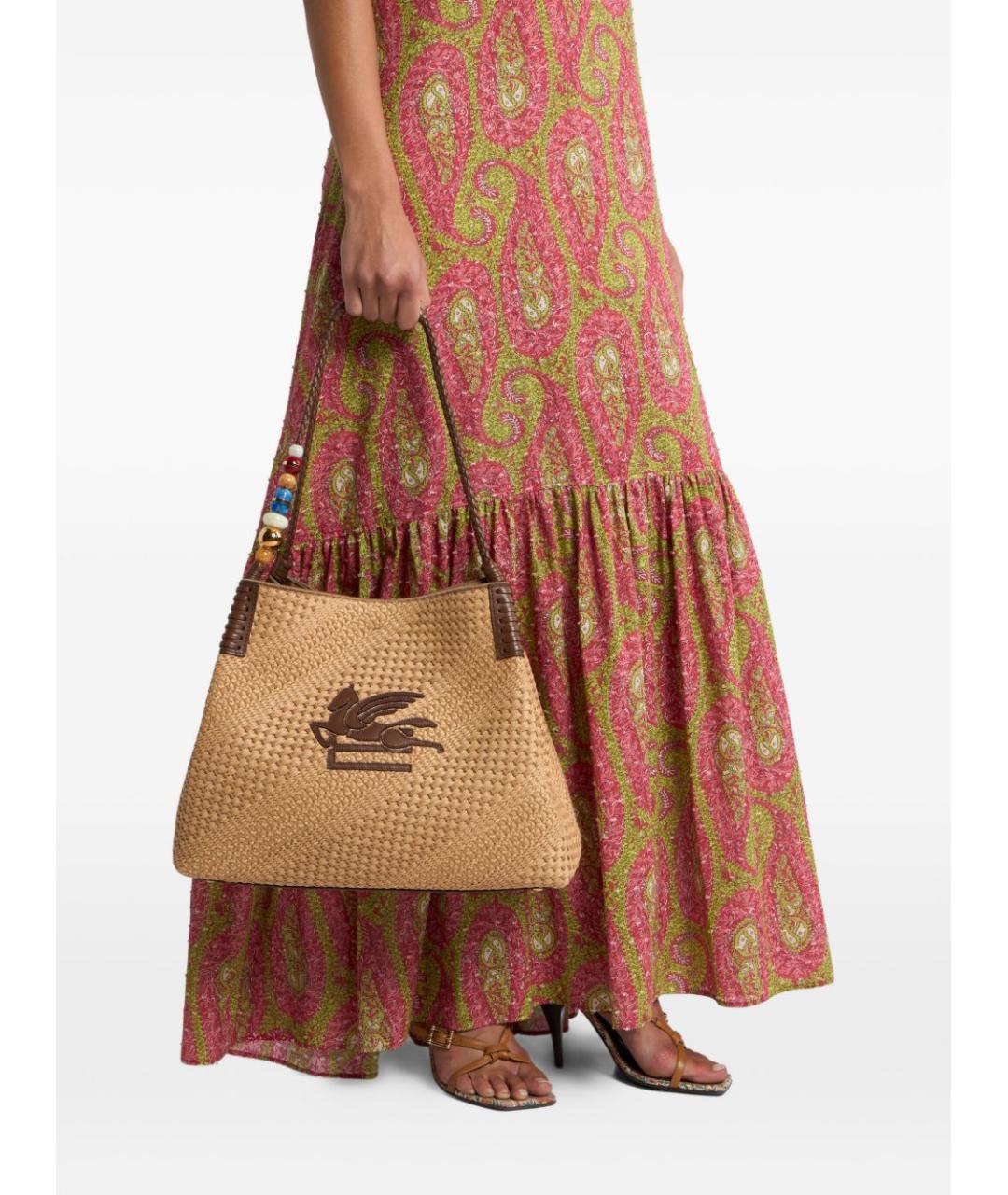 ETRO Бежевая пелетеная сумка тоут, фото 6