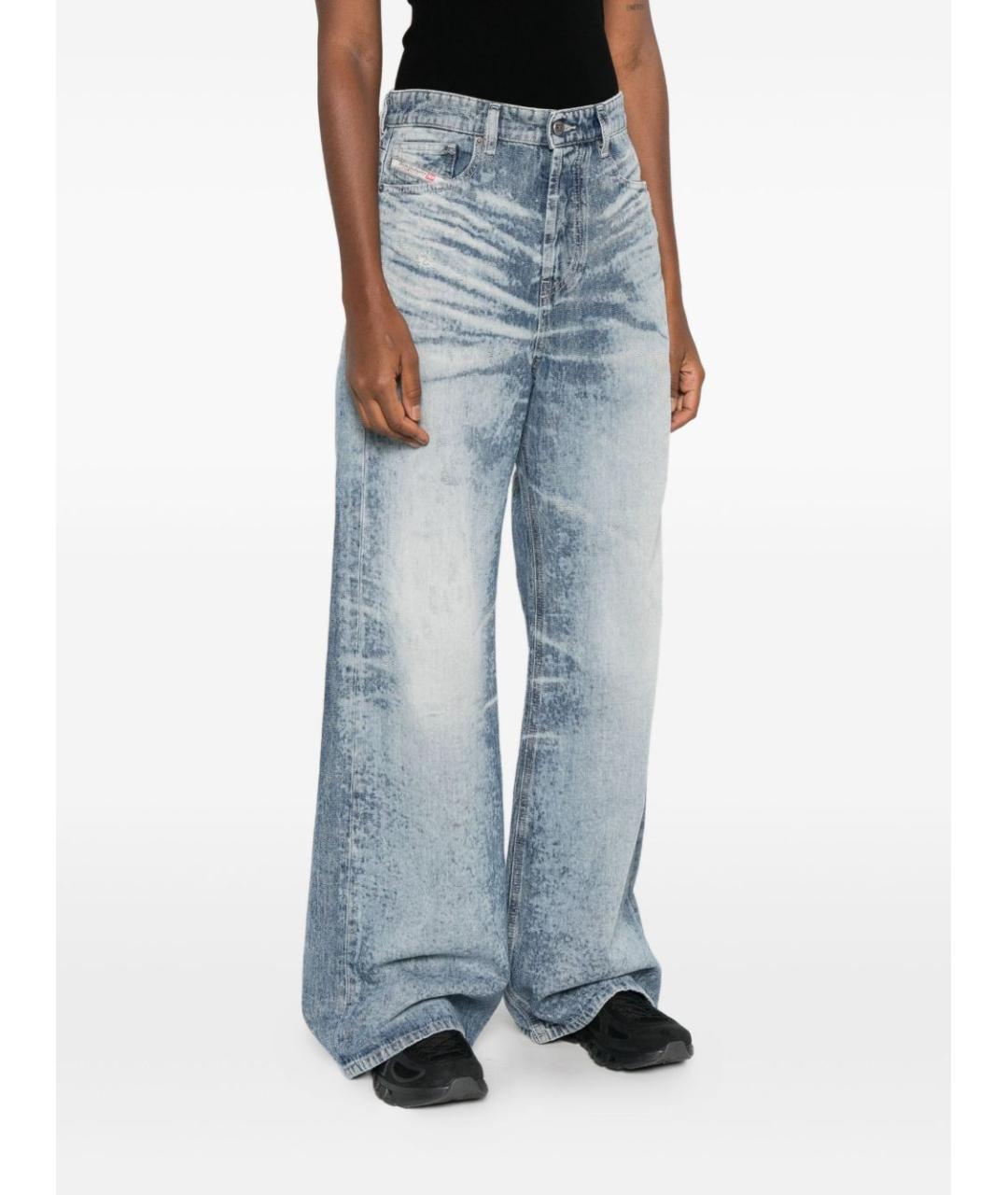 DIESEL Голубые хлопковые прямые джинсы, фото 2