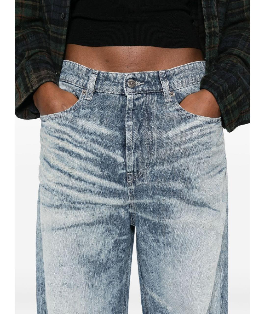 DIESEL Голубые хлопковые прямые джинсы, фото 5