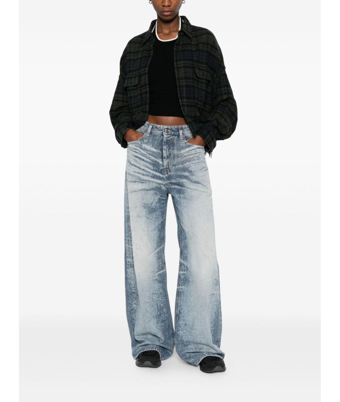 DIESEL Голубые хлопковые прямые джинсы, фото 3