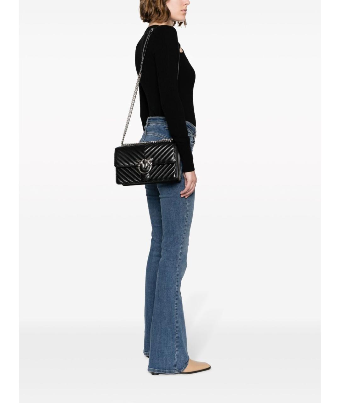PINKO Черная кожаная сумка через плечо, фото 5