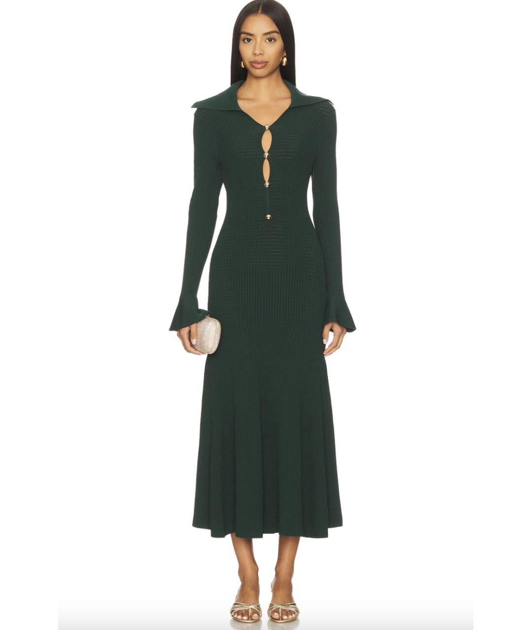 SELF-PORTRAIT Зеленые вискозное повседневное платье, фото 2