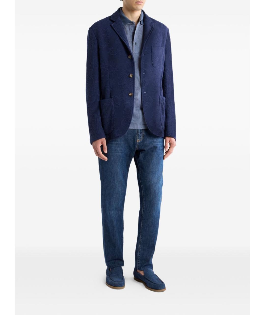 ETRO Синее хлопковое поло с коротким рукавом, фото 5