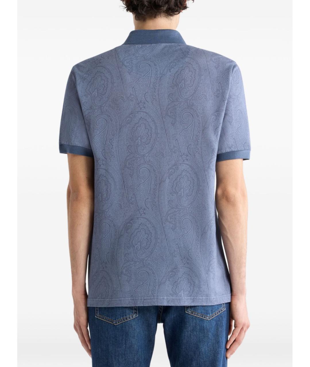 ETRO Синее хлопковое поло с коротким рукавом, фото 2