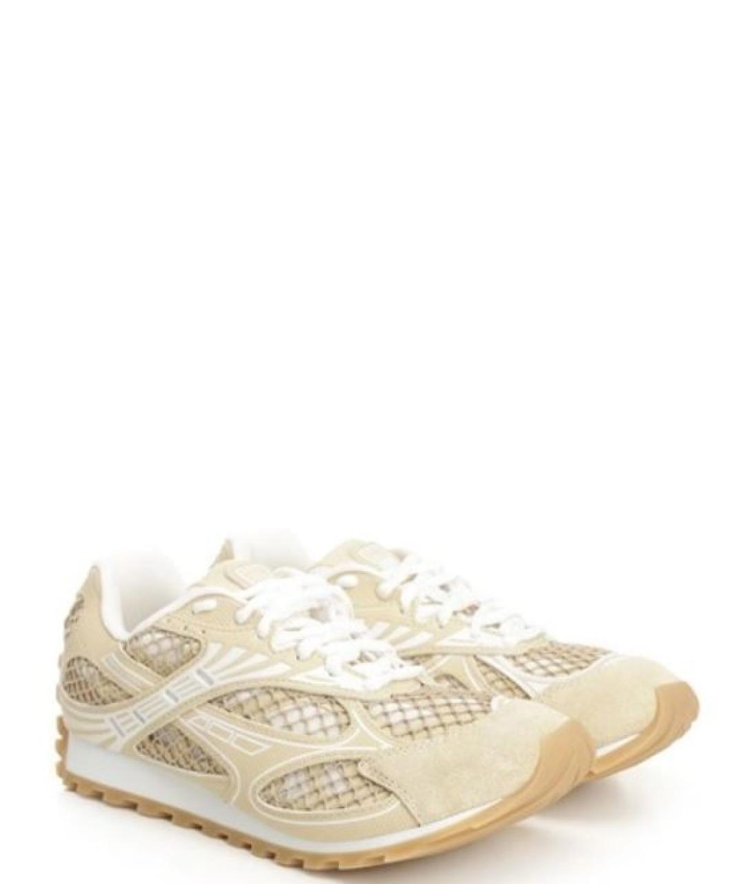 BOTTEGA VENETA Бежевые кожаные кроссовки, фото 2