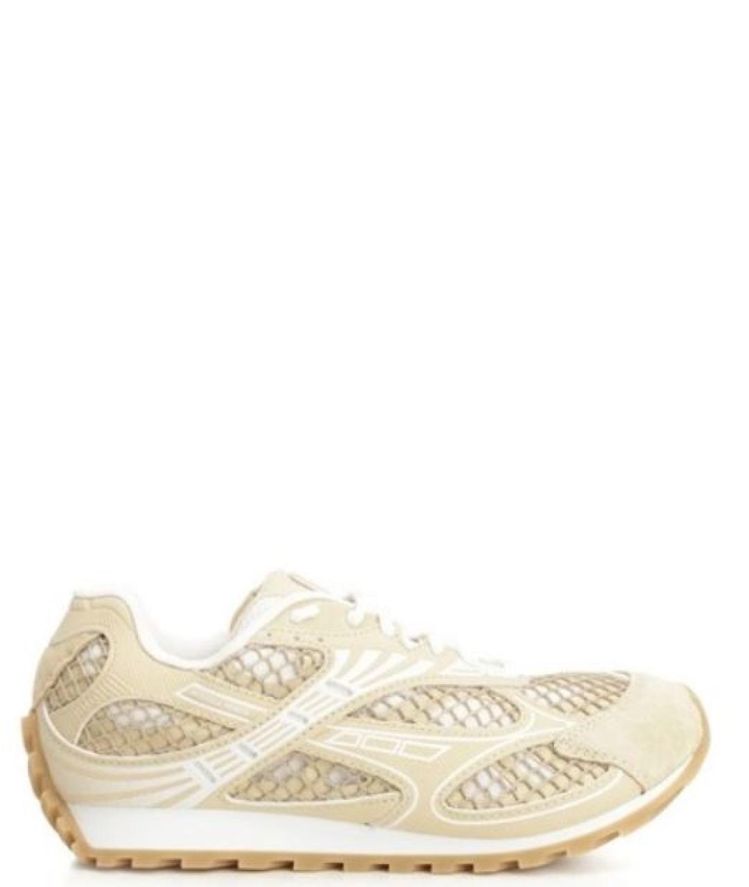 BOTTEGA VENETA Бежевые кожаные кроссовки, фото 1