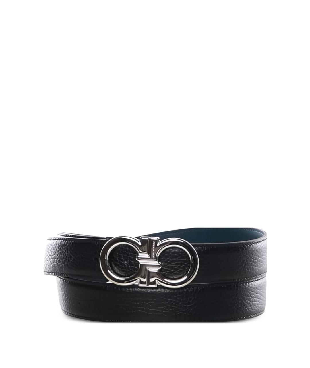 FERRAGAMO Черный кожаный ремень, фото 1