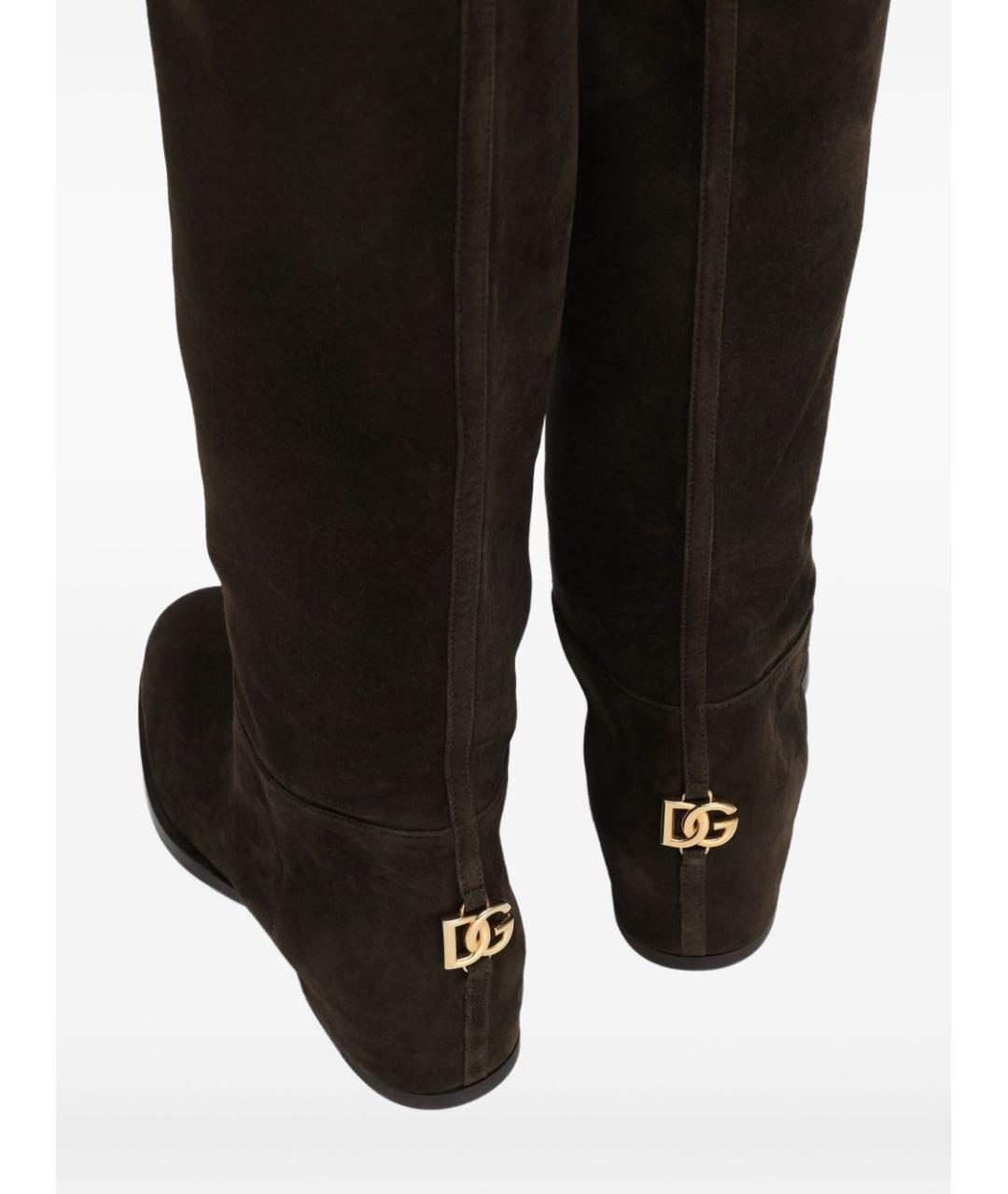 DOLCE&GABBANA Коричневые замшевые сапоги, фото 3