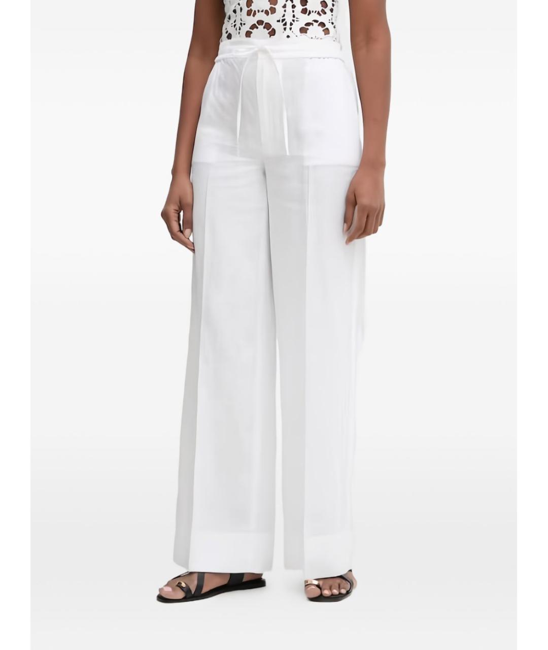 TWIN-SET Белые хлопковые прямые брюки, фото 6