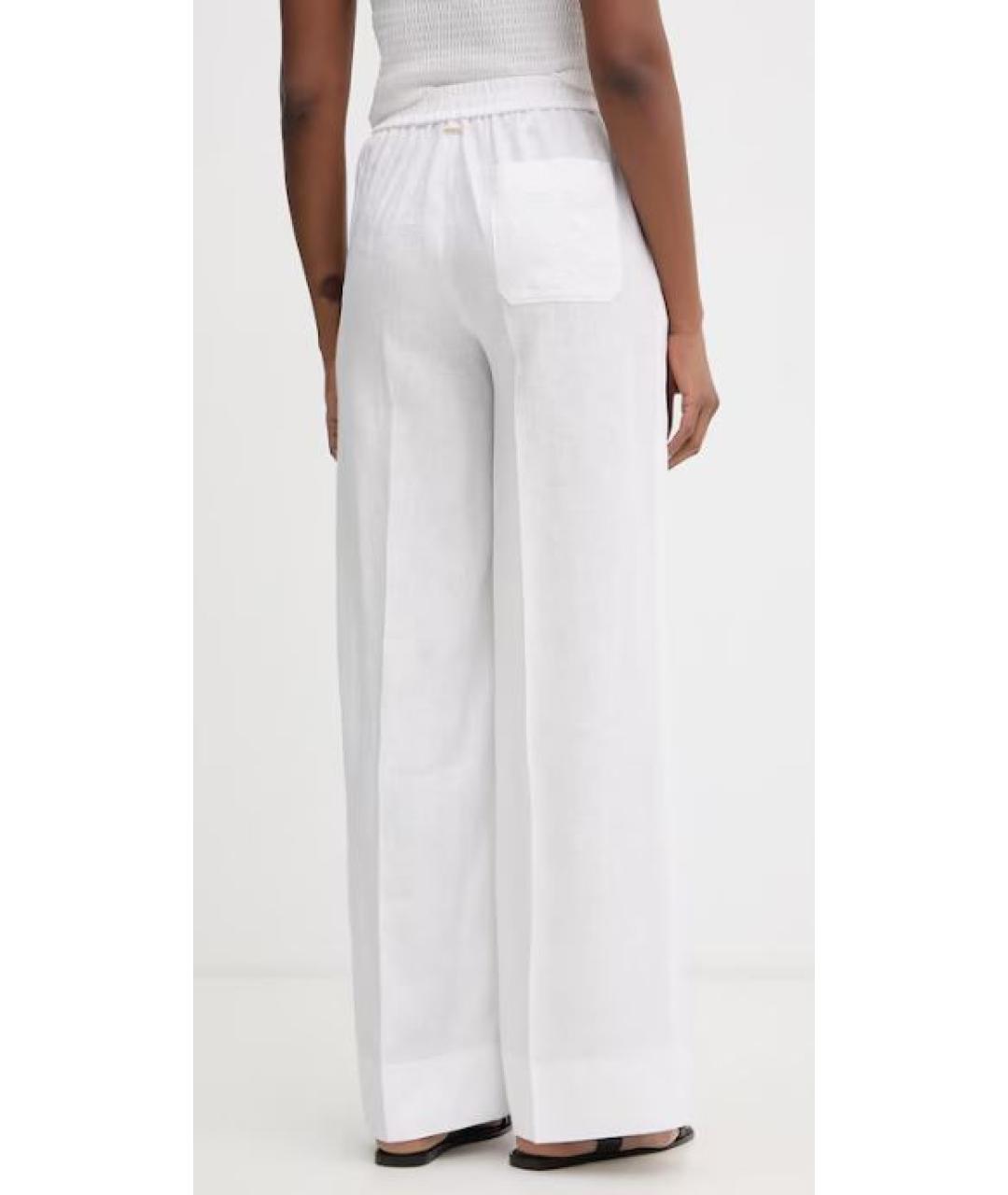 TWIN-SET Белые хлопковые прямые брюки, фото 3