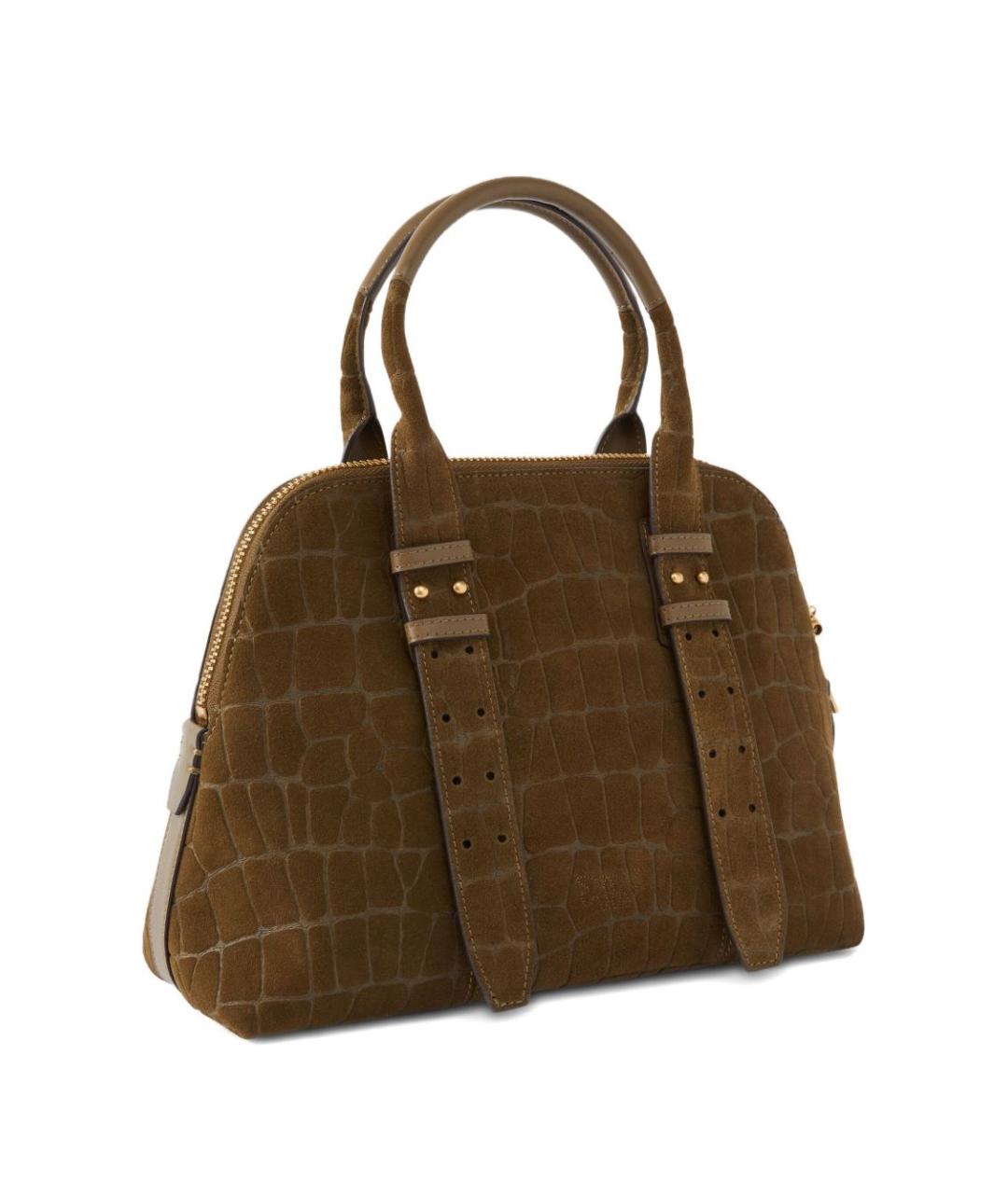 PINKO Коричневая замшевая сумка с короткими ручками, фото 3