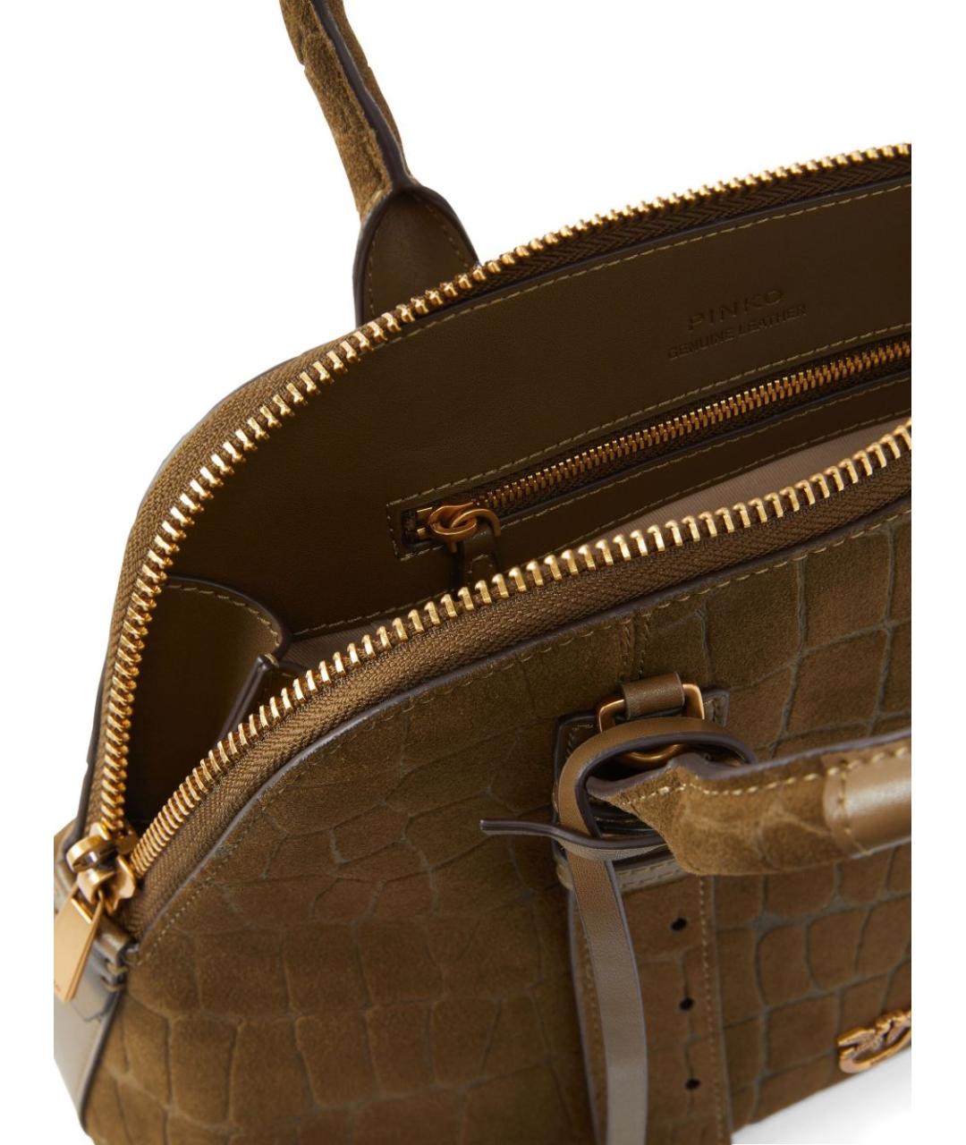 PINKO Коричневая замшевая сумка с короткими ручками, фото 4