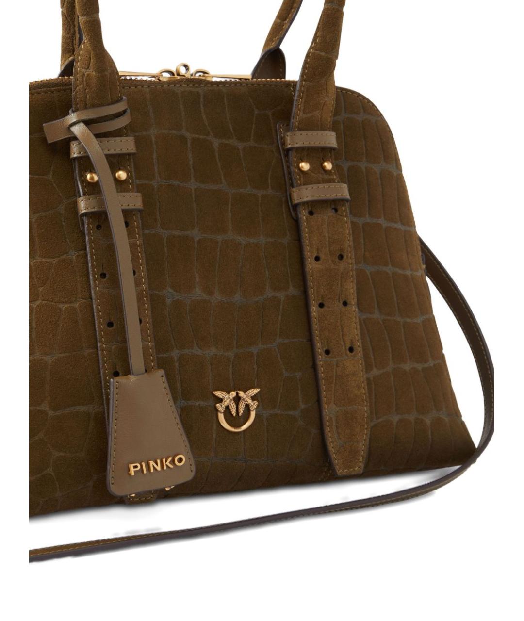 PINKO Коричневая замшевая сумка с короткими ручками, фото 2