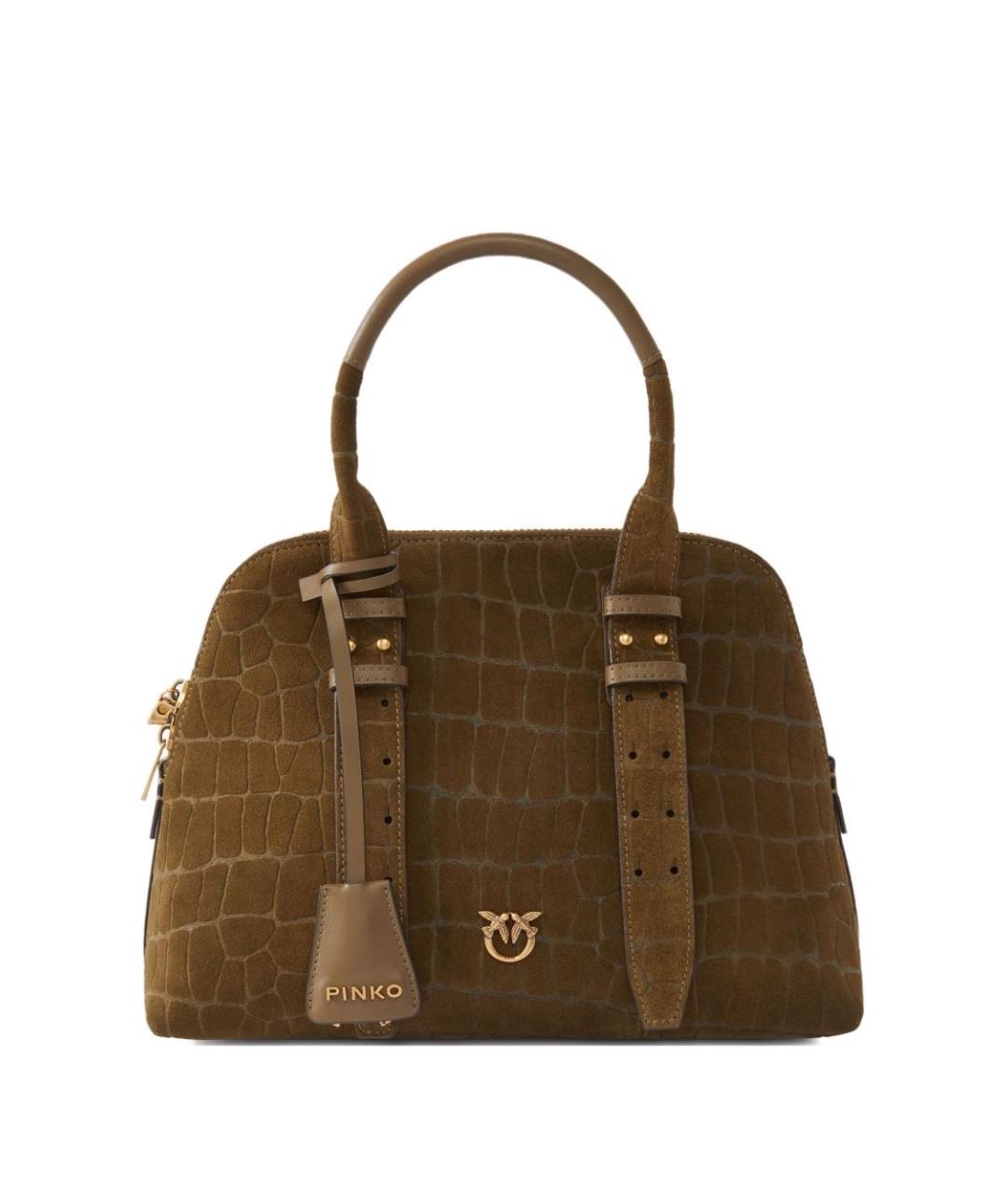 PINKO Коричневая замшевая сумка с короткими ручками, фото 1