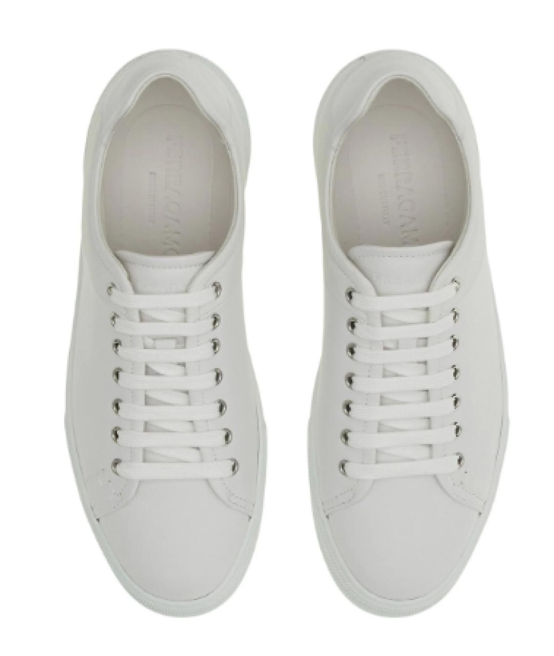 FERRAGAMO Белые кожаные низкие кроссовки / кеды, фото 3