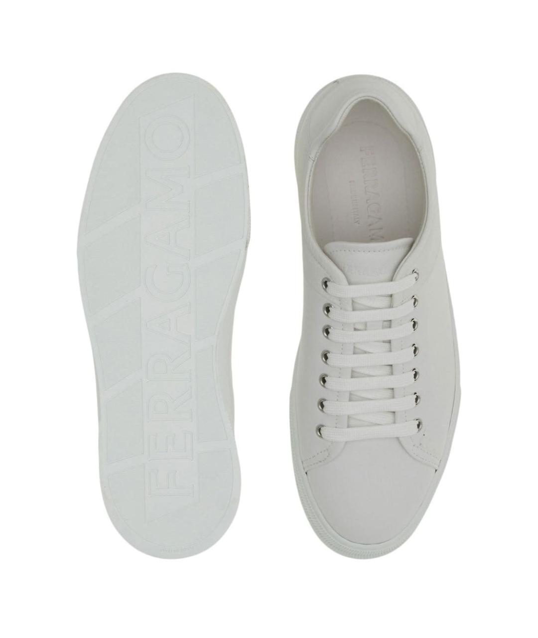 FERRAGAMO Белые кожаные низкие кроссовки / кеды, фото 5