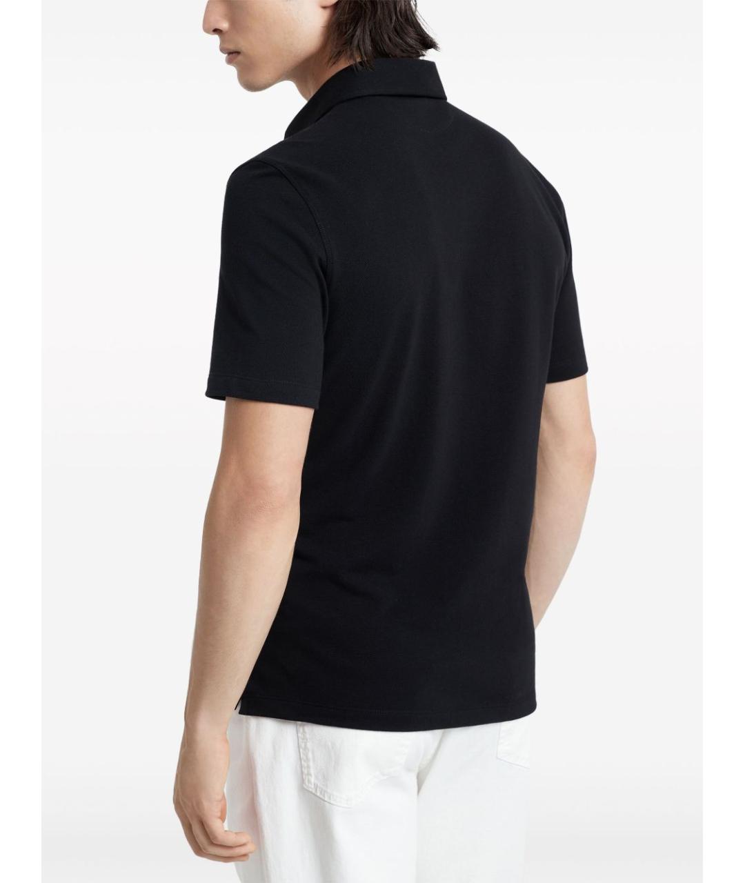BRUNELLO CUCINELLI Черное хлопковое поло с коротким рукавом, фото 4