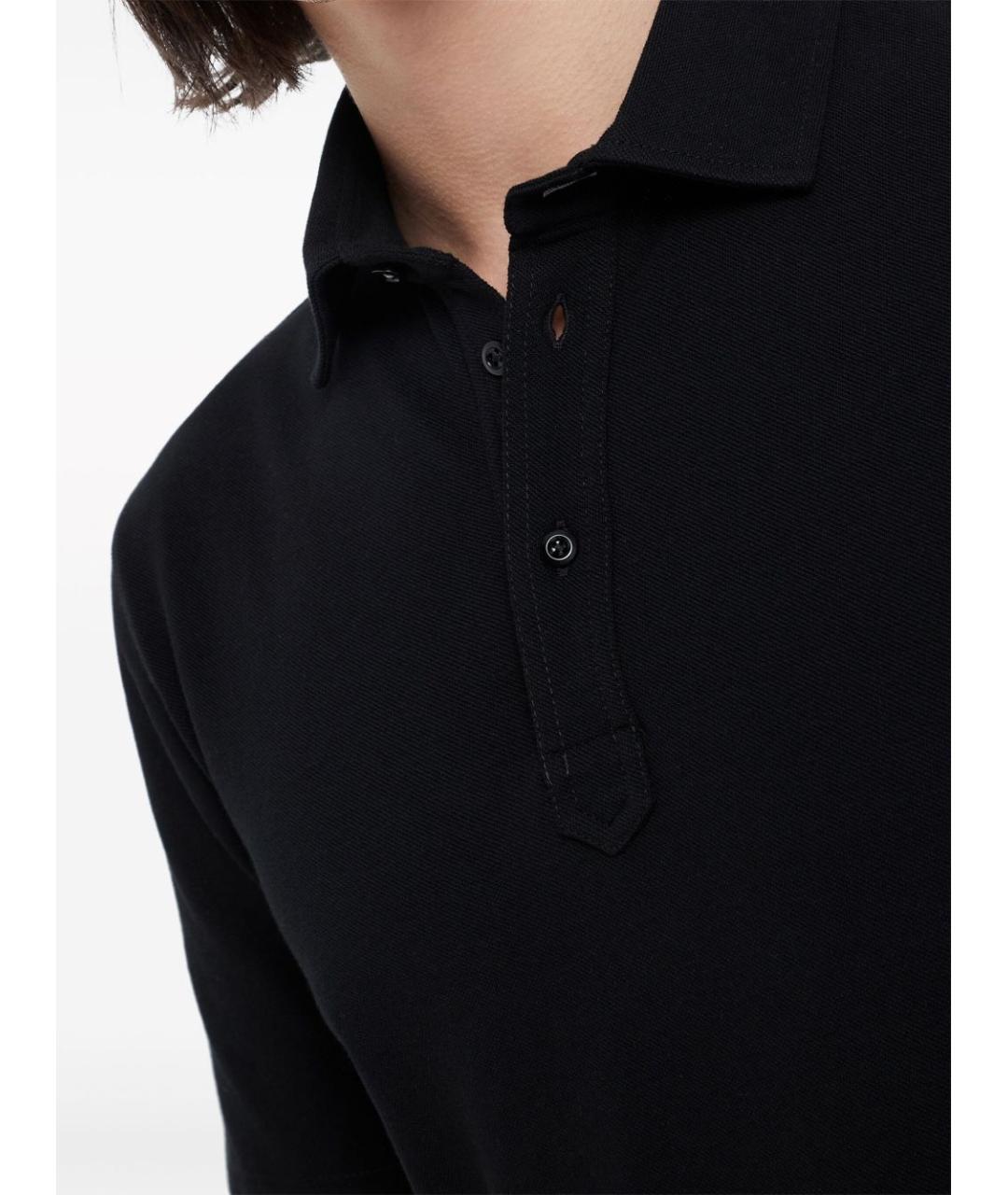 BRUNELLO CUCINELLI Черное хлопковое поло с коротким рукавом, фото 2
