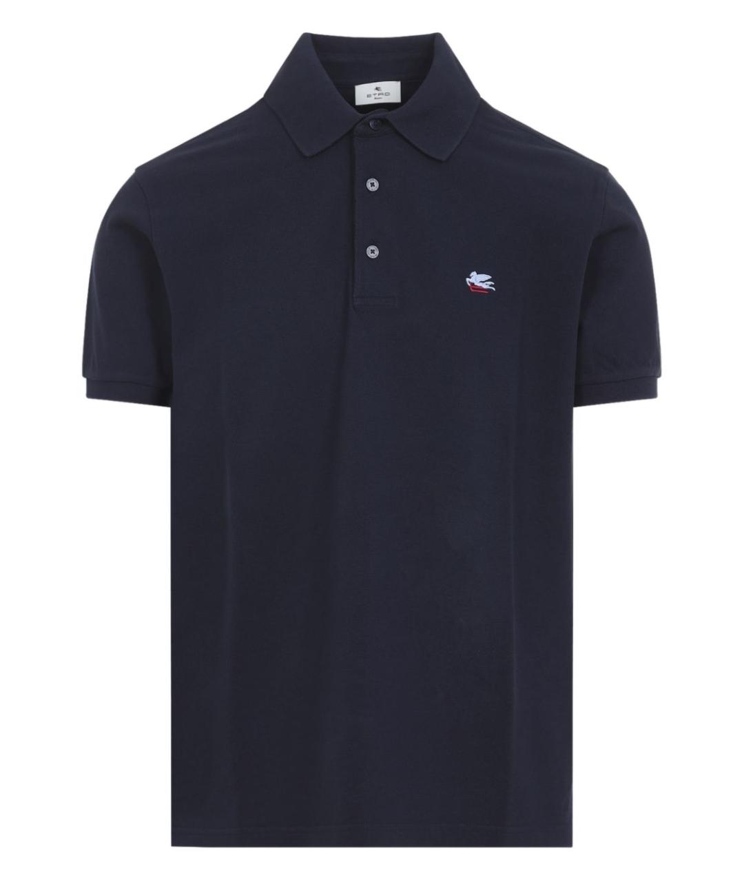 ETRO Темно-синее хлопковое поло с коротким рукавом, фото 4